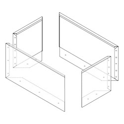 Vue technique filaire du bac carré sans fond.