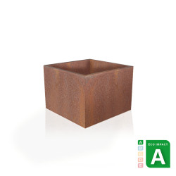 Bac de jardin carré en acier corten activé